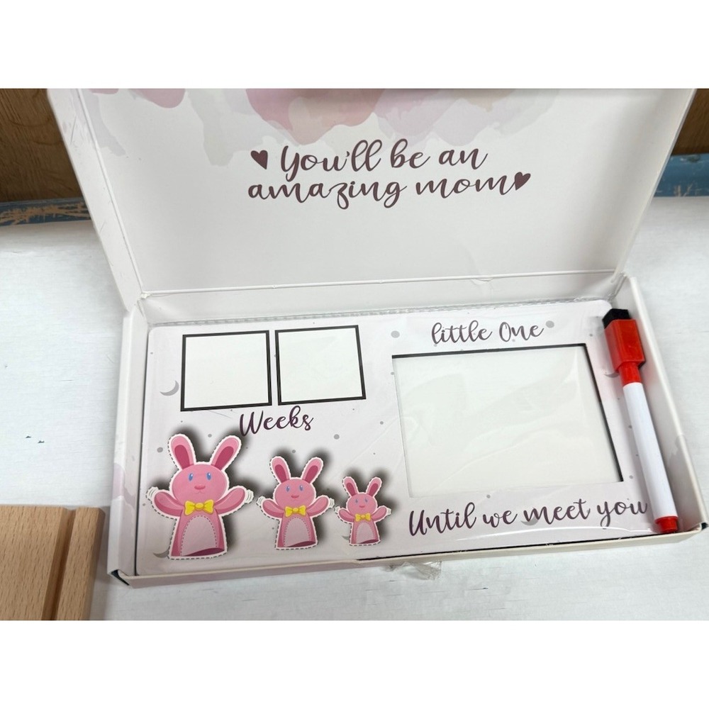 Sonogram Picture Frame with Baby Countdown Weeks, Stand, And Marker NEW